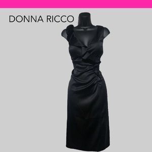 NWOT Donna Ricco Asymmetrical Ruffle Satin Dress